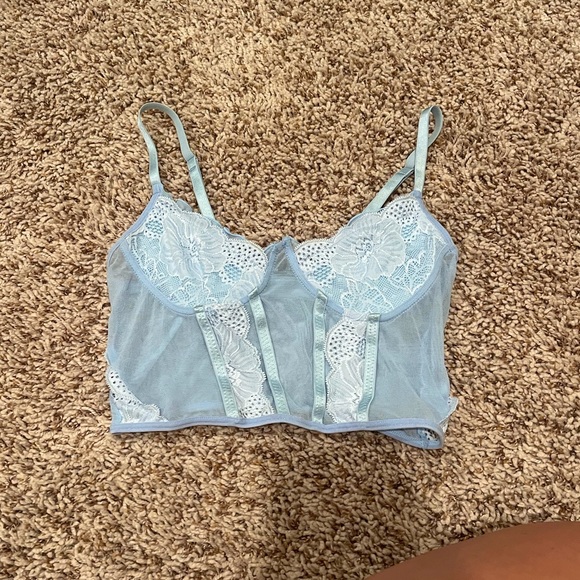 Light Blue Lace Sheer top - Picture 1 of 2